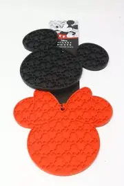 Disney Mickey Mouse 2pk Silicone Trivet Minnie Red 7.25x7.5in MickeyBlack 8x7in