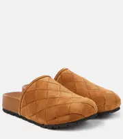 [Bottega Veneta] Bottega Veneta Reggie Intrecciato suede mules AU 11 brown