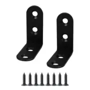 Angle Bracket Metal Black Brace Fastener Shelf Support w Screws 40 x 40mm, 2pcs