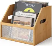 Vinyl Record Storage Box, Bamboo Wood Record Holder Storage, Magazine Book Album