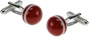 [Farm Cottage Brands] Pair of Red Cricket Ball Cufflinks in a Smart Presentation Box, Red, One Size
