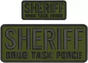 SHERIFF DRUG TASK F EMB PATCH 4X10 AND 2X5 HOOK ON BACK OD GREEN black