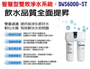 3M DWS6000-ST智慧型雙效淨水系統-軟水替換濾芯P-165BN+活性碳淨水替換濾芯DWS6000-C-CN替換濾芯組合(2入組)