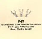100 Non-Insulated FORK SPADE Terminal Connector #16-14 Wire Gauge #10 Stud USA
