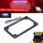 Black Motorcycle License Plate Tag Frame Holder LED Rear Lights Number Bracket