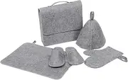 Abaodam Women's Sauna Set Felt Hat Gloves Pad and Slippers Sauna Accessory Kit for Spa Bath Safety