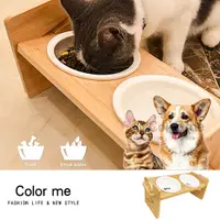 在飛比找Yahoo奇摩購物中心優惠-寵物碗架 寵物碗 寵物餐桌 寵物木碗架 加高寵物碗架 陶瓷 