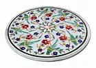 Marble Coffee Table Top / Round Center Table Top / Multicolor Stone Patio Table