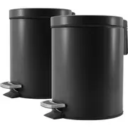 SOGA 2X Foot Pedal Stainless Steel Rubbish Recycling Garbage Waste Trash Bin Round 12L Black