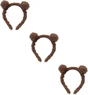 [SOESFOUFU] 3pcs Plush Ball Bear Ears Headband Panda Ears Hairband Kids Party Accessory