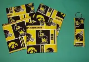 *New handmade COASTERS SET of 4 and/or KEYCHAIN UNIVERSITY of IOWA HAWKEYES