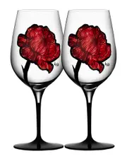 Kosta Boda Set of 2 Tattoo Wine Glasses