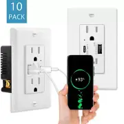 4.2A High-Speed USB Type-C/A Wall Outlet Receptacle Electrical Socket UL 10 Pack
