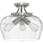 Merra 3-Light Blushed Nickel Semi Flush Mount Ceiling Light with Glass Shade