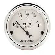Autometer Old Tyme White Fuel Level Gauge Short Sweep - 240 - 33 Ohm, 2 1/16 Inch, Short Sweep, AU1606