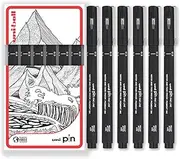 Uni Pin Fineliner Drawing Pen Black Ink 6 Pack Fine 0.3mm Tip