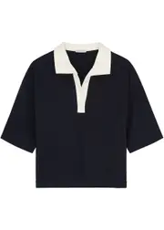 Moncler Panelled Cotton Polo Shirt - Navy - L (UK14 / L) L (UK14 / L)