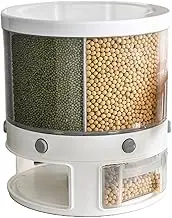 KLKVTGWGZK 10 Kg Kitchen Food Storage Container, Rotating Can, Bulk Grain Storage Box, 6 Cells of Rice KLKVTGWGZK(White)