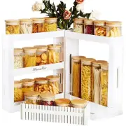 2 Tier Pull Out and Rotate Spice Rack Seasoning Storage Holder Cabinet Shelf