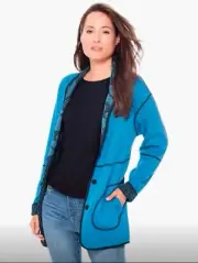 Nic+ Zoe NOW AND LATER REVERSIBLE JACKET Blue Pockets Women’s Plus Size 3X $195