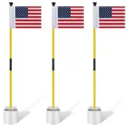 Meooeck 3 Pack Golf Putting Green Pin Flag and Hole Cup Set Portable 2 Sectio...