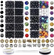 EuTengHao 810Pcs Color Lava Rock Beads Stone Chakra Beads Spacer Beads Kit with Volcanic Gemstone Crystal String for Diffuser Essential Oils Yoga Bracelets DIY Jewelry Making Supplies (4mm 6mm 8mm)
