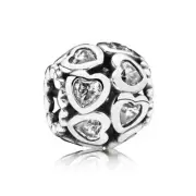 Pandora Openwork Heart Silver Charm With Cubic Zirconia 791250CZ