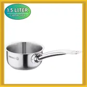 Korkmaz Gastro Proline 16x7.5 cm 1.5 Liter Stainless Steel Saucepan in Silver