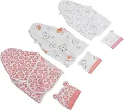 WATIIFUFU 3Sets Swaddle Blankets with Hats Breathable Newborn Wrap Sacks for Boys for Nursery Use Soft Cotton Sleep Blankets