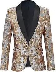 [HEYDHSDC] Men Sequined Suit Wedding Dance Party Fleece Jacket Singer Stage Performance Flower Dress Blazers