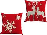 Hoement 2pcs Christmas Elk Pillowcase Decorative Xmas Pillow Cover Pillow Protector Case Covers