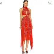 Dion Lee poppy Red bandana knot backless maxi dress nwt 10 festival boho