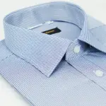 【金安德森】深藍色條紋窄版短袖襯衫-FAST