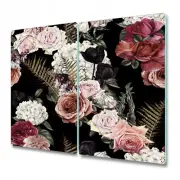 Tempered Glass Meat Board Worktop Saver Kitchen Dark Garden Roses Meadow 2x30x52