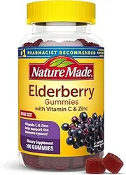 Nature Made Elderberry with Vitamin C and Zinc, Dietary Supplement for Immune Support, 100 Gummies, 50 Day Supply