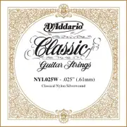 D'Addario NYL025W Silver-plated Copper Classical Single String, .025