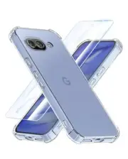 Case for Google Pixel 9a + Screen Protector Tempered Glass, Clear Phone Case