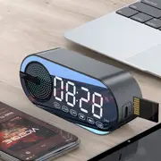 Mirror Clock Wireless Bluetooth Speaker USB LED FM Colorful Atmosphere Light