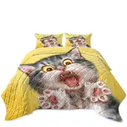 Funny Painted Cats Screaming Grey Kitten Coverlet