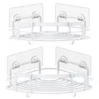Shower Caddies 2.16"x11.61" Wall Mounted w/4 Hooks in White (2-Pack)
