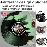 Wolf wolves wildlife vinyl record wall clock w/wo LED back light lamp shirt art