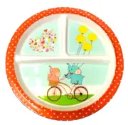 New ELEPHANT Child's Divided Plate w/GRIP BASE 4 Section Melamine Kids BPA FREE
