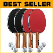 Premium 4-Player Ping Pong Paddle Set with Case & Balls - Indoor/Outdoor Fun