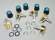 2K Dual Double Linear Potentiometer Pot 15mm Shaft + Knobs Pack of 5