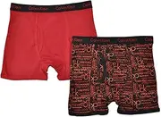 [Calvin Klein] Little/Big Boys' Assorted Boxer Briefs (Pack of 2) (Medium / 8-10), Black/Red Orange, 8-10