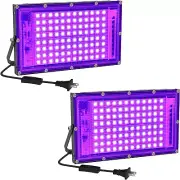 2 Pack 100W LED Blacklight MEEKBOS UV Black Lights for Glow Party