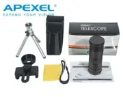 APEXEL 4K 10-300X40mm Super Telephoto Zoom Monocular Telescope Tripod Clip Kit