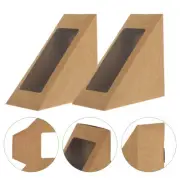 50 Pcs Sandwich Paper Box Triangle Sandwich Container Plastic Food Container