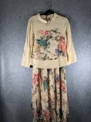 Pretty Angel Shirt Dress Women S Silk Whimsy Goth Fairy Artsy Floral Y2K A2