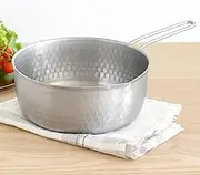 Ernest A-77966 Tsubame Sanjo Snow Flat Pot (One-Handed Pot), Induction/Dishwasher Safe, 7.9 inches (20 cm), Stainless Steel (Rust Resistant), Hammered (Resistant to Deformation/Increased